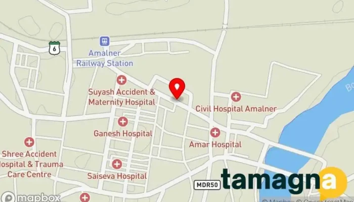 map of Om Sai Computers Computer store, Camera store, Computer service, Computer software store, Computer support and services, Computer wholesaler, Printer ink refill store, Printer repair service, Repair service in Amalner